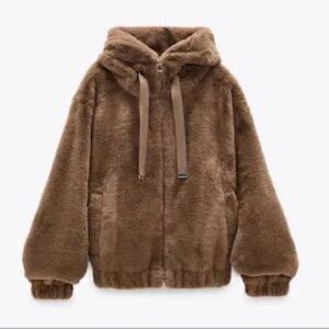 Zara fuzzy teddy hoodie